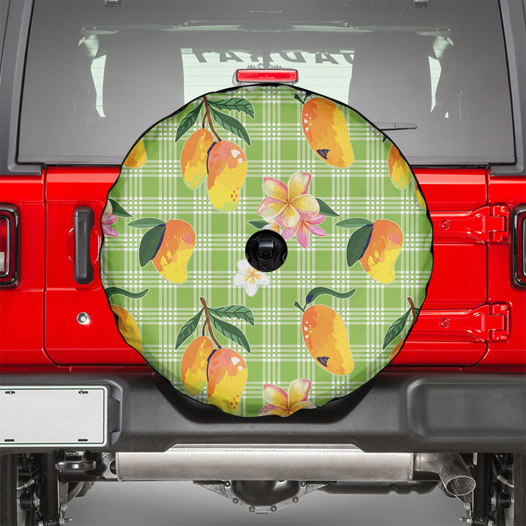 Aloha Hawaii Palaka Print Mango Plumeria Spare Tire Cover Cool Mint LT7 - Polynesian Pride