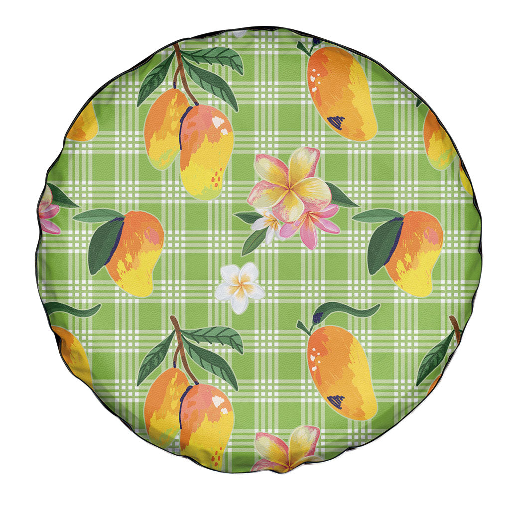 Aloha Hawaii Palaka Print Mango Plumeria Spare Tire Cover Cool Mint LT7 - Polynesian Pride