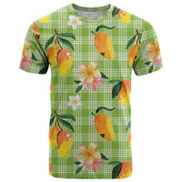 Aloha Hawaii Palaka Print Mango Plumeria T Shirt Cool Mint LT7 Mint - Polynesian Pride