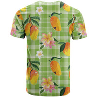 Aloha Hawaii Palaka Print Mango Plumeria T Shirt Cool Mint LT7 - Polynesian Pride
