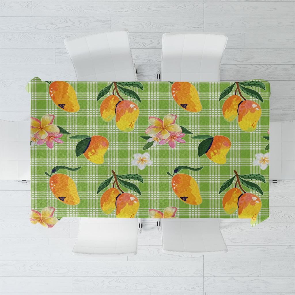Aloha Hawaii Palaka Print Mango Plumeria Tablecloth Cool Mint LT7 Mint - Polynesian Pride