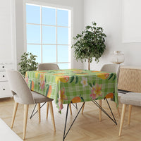 Aloha Hawaii Palaka Print Mango Plumeria Tablecloth Cool Mint LT7 - Polynesian Pride