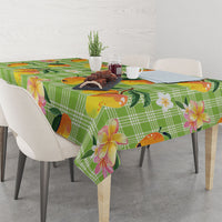 Aloha Hawaii Palaka Print Mango Plumeria Tablecloth Cool Mint LT7 - Polynesian Pride