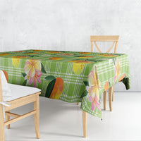 Aloha Hawaii Palaka Print Mango Plumeria Tablecloth Cool Mint LT7 - Polynesian Pride