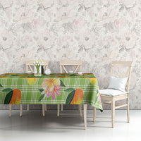 Aloha Hawaii Palaka Print Mango Plumeria Tablecloth Cool Mint LT7 - Polynesian Pride