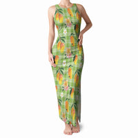 Aloha Hawaii Palaka Print Mango Plumeria Tank Maxi Dress Cool Mint LT7 Women Mint - Polynesian Pride