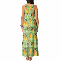 Aloha Hawaii Palaka Print Mango Plumeria Tank Maxi Dress Cool Mint LT7 - Polynesian Pride