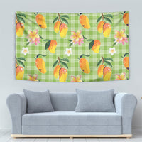 Aloha Hawaii Palaka Print Mango Plumeria Tapestry Cool Mint LT7 - Polynesian Pride