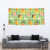 Aloha Hawaii Palaka Print Mango Plumeria Tapestry Cool Mint LT7 - Polynesian Pride