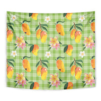 Aloha Hawaii Palaka Print Mango Plumeria Tapestry Cool Mint LT7 - Polynesian Pride