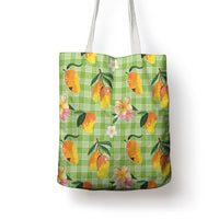 Aloha Hawaii Palaka Print Mango Plumeria Tote Bag Cool Mint LT7 - Polynesian Pride