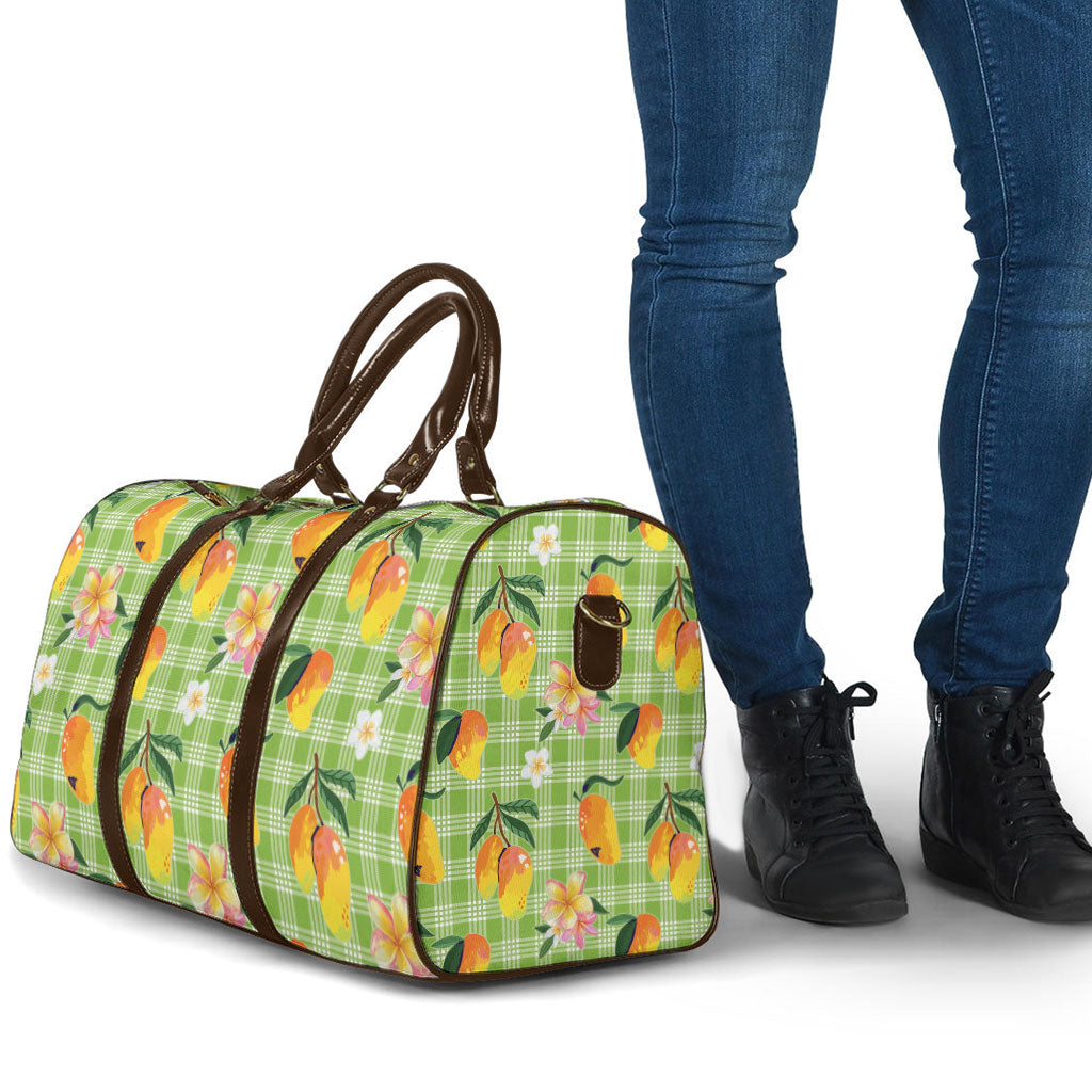 Aloha Hawaii Palaka Print Mango Plumeria Travel Bag Cool Mint LT7 - Polynesian Pride