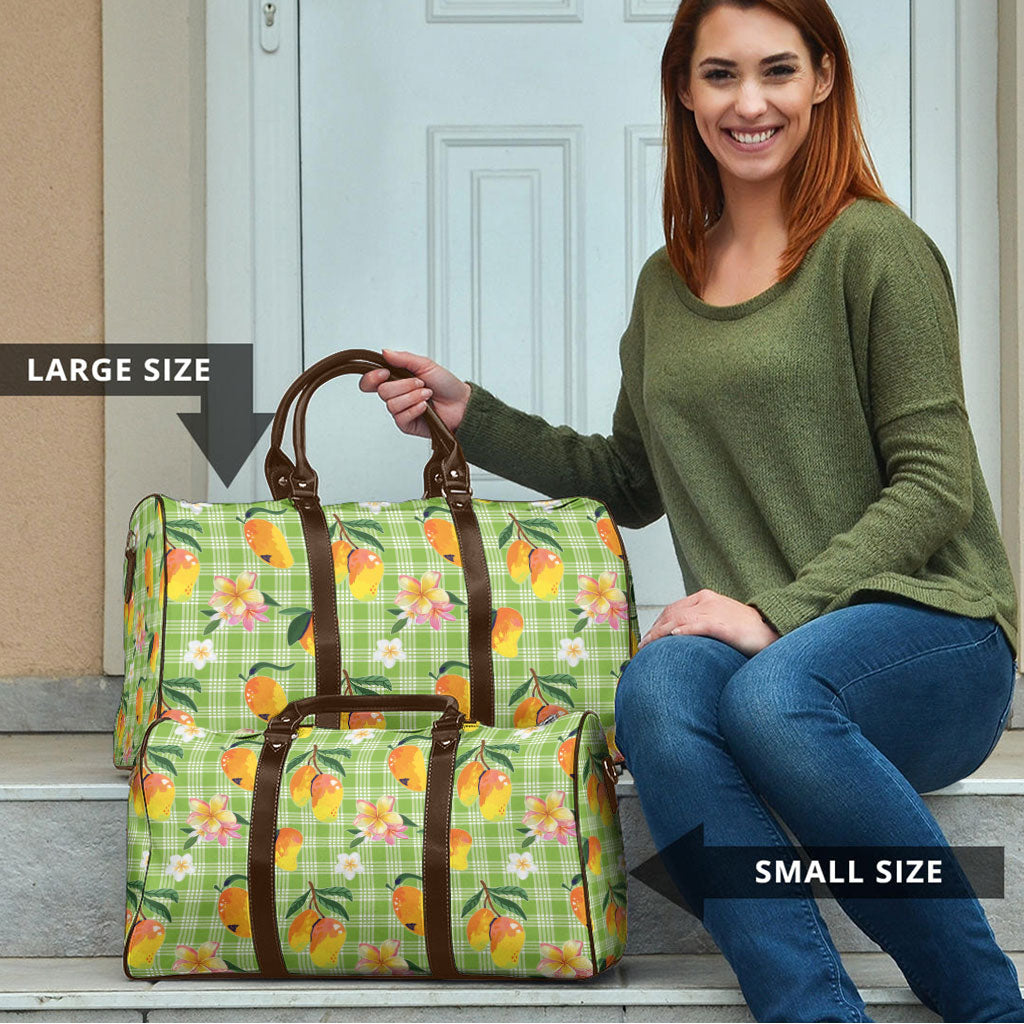 Aloha Hawaii Palaka Print Mango Plumeria Travel Bag Cool Mint LT7 - Polynesian Pride