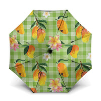 Aloha Hawaii Palaka Print Mango Plumeria Umbrella Cool Mint LT7 One Size Folded 11.42 inch Opened Diameter 37.4 inch Mint - Polynesian Pride
