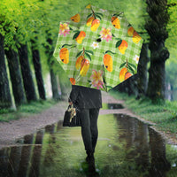 Aloha Hawaii Palaka Print Mango Plumeria Umbrella Cool Mint LT7 - Polynesian Pride