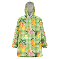 Aloha Hawaii Palaka Print Mango Plumeria Wearable Blanket Hoodie Cool Mint LT7 One Size Mint - Polynesian Pride