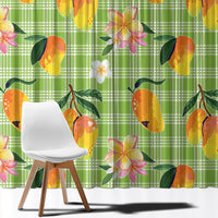 Aloha Hawaii Palaka Print Mango Plumeria Window Curtain Cool Mint LT7 - Polynesian Pride