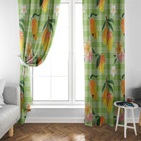 Aloha Hawaii Palaka Print Mango Plumeria Window Curtain Cool Mint LT7 - Polynesian Pride