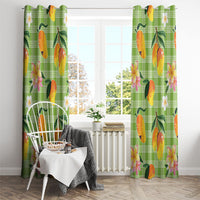 Aloha Hawaii Palaka Print Mango Plumeria Window Curtain Cool Mint LT7 - Polynesian Pride