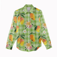 Aloha Hawaii Palaka Print Mango Plumeria Women Casual Shirt Cool Mint LT7 - Polynesian Pride
