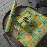 Aloha Hawaii Palaka Print Mango Plumeria Wrapping Paper Cool Mint LT7 - Polynesian Pride