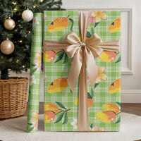 Aloha Hawaii Palaka Print Mango Plumeria Wrapping Paper Cool Mint LT7 - Polynesian Pride