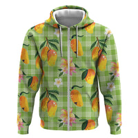 Aloha Hawaii Palaka Print Mango Plumeria Zip Hoodie Cool Mint LT7 Zip Hoodie Mint - Polynesian Pride