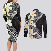Aloha Hawaii Festive Couples Matching Long Sleeve Bodycon Dress and Long Sleeve Button Shirt Frangipani Lace Classic LT7 - Polynesian Pride