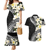Aloha Hawaii Festive Couples Matching Mermaid Dress and Hawaiian Shirt Frangipani Lace Classic LT7 Black - Polynesian Pride