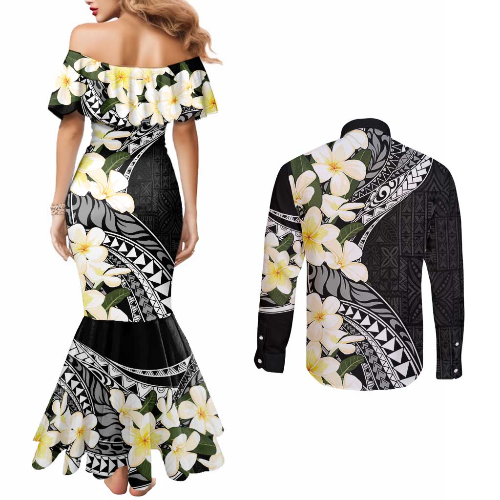 Aloha Hawaii Festive Couples Matching Mermaid Dress and Long Sleeve Button Shirt Frangipani Lace Classic LT7 - Polynesian Pride