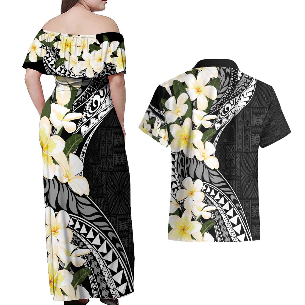 Aloha Hawaii Festive Couples Matching Off Shoulder Maxi Dress and Hawaiian Shirt Frangipani Lace Classic LT7 - Polynesian Pride