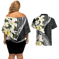 Aloha Hawaii Festive Couples Matching Off Shoulder Short Dress and Hawaiian Shirt Frangipani Lace Classic LT7 - Polynesian Pride