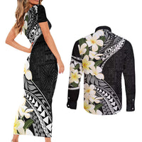 Aloha Hawaii Festive Couples Matching Short Sleeve Bodycon Dress and Long Sleeve Button Shirt Frangipani Lace Classic LT7 - Polynesian Pride