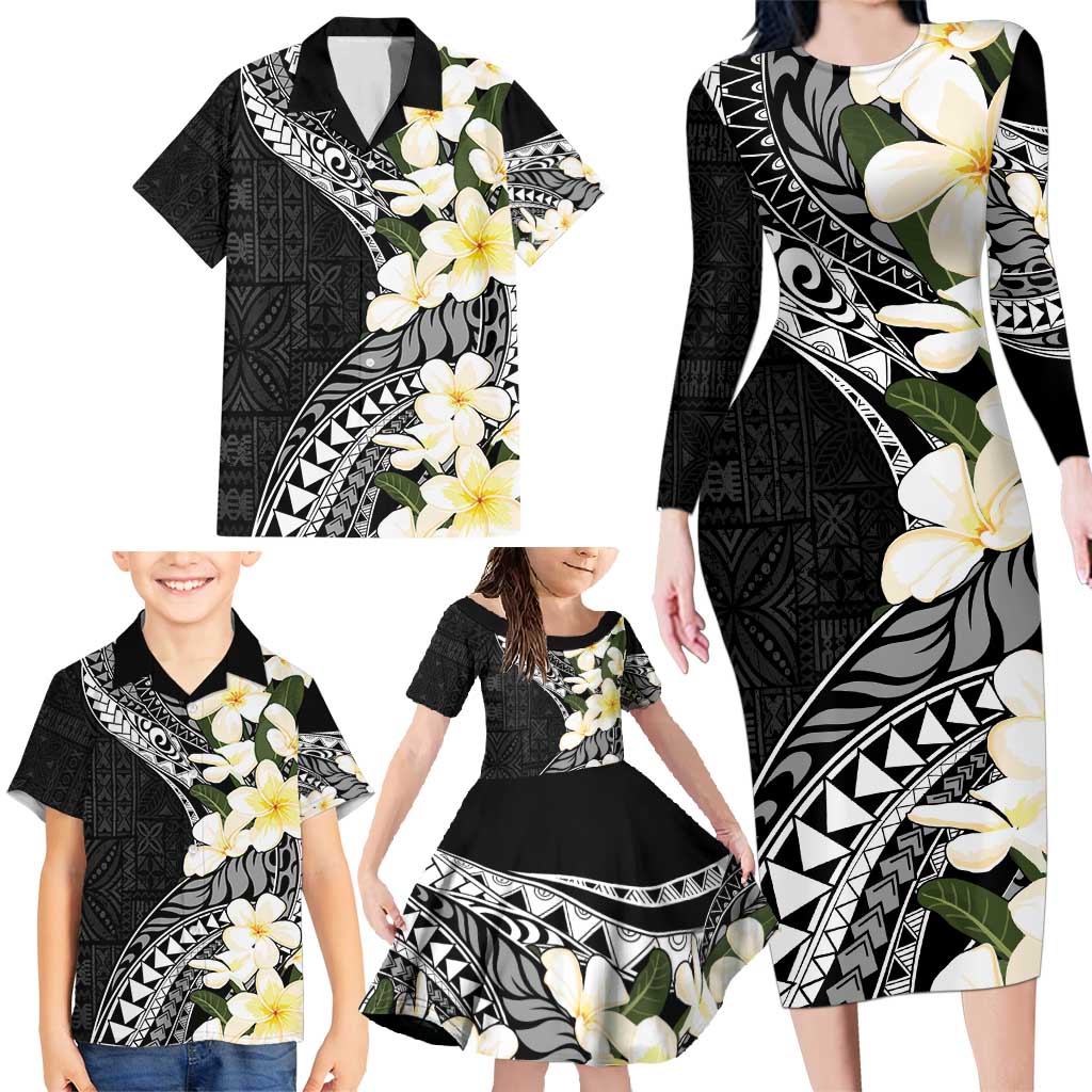 Aloha Hawaii Festive Family Matching Long Sleeve Bodycon Dress and Hawaiian Shirt Frangipani Lace Classic LT7 - Polynesian Pride