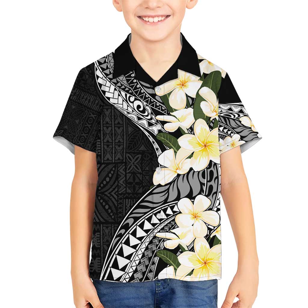 Aloha Hawaii Festive Family Matching Long Sleeve Bodycon Dress and Hawaiian Shirt Frangipani Lace Classic LT7 Son's Shirt Black - Polynesian Pride