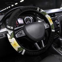 Aloha Hawaii Festive Steering Wheel Cover Frangipani Lace Classic LT7 Universal Fit Black - Polynesian Pride