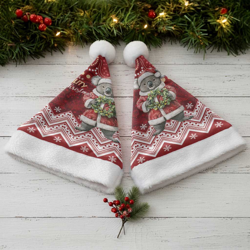 Here For A Koality Xmas Australia Abogirinal Christmas Santa Hat Santa Koala LT7 - Polynesian Pride