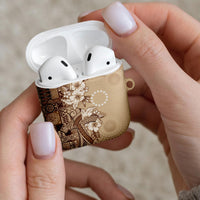 Kia Orana Cook Islands Tapa Floral With Cross AirPods Case Beige LT7 - Polynesian Pride