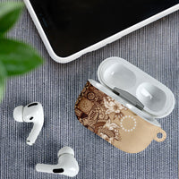 Kia Orana Cook Islands Tapa Floral With Cross AirPods Case Beige LT7 - Polynesian Pride