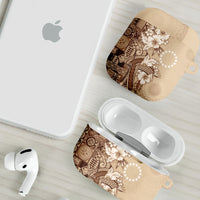 Kia Orana Cook Islands Tapa Floral With Cross AirPods Case Beige LT7 - Polynesian Pride