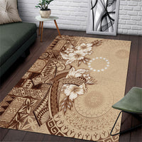 Kia Orana Cook Islands Tapa Floral With Cross Area Rug Beige