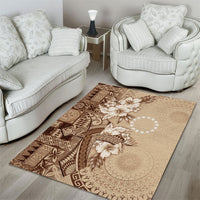 Kia Orana Cook Islands Tapa Floral With Cross Area Rug Beige