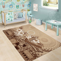 Kia Orana Cook Islands Tapa Floral With Cross Area Rug Beige