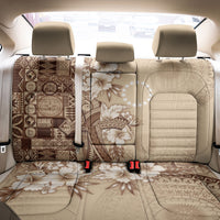 Kia Orana Cook Islands Tapa Floral With Cross Back Car Seat Cover Beige LT7 - Polynesian Pride