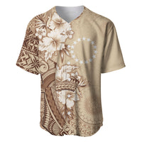 Kia Orana Cook Islands Tapa Floral With Cross Baseball Jersey Beige LT7 Beige - Polynesian Pride
