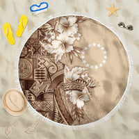 Kia Orana Cook Islands Tapa Floral With Cross Beach Blanket Beige LT7 One Size 150cm Beige - Polynesian Pride