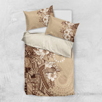 Kia Orana Cook Islands Tapa Floral With Cross Bedding Set Beige