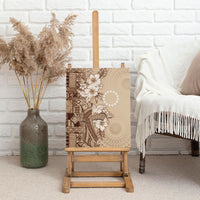 Kia Orana Cook Islands Tapa Floral With Cross Canvas Wall Art Beige