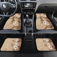 Kia Orana Cook Islands Tapa Floral With Cross Car Mats Beige LT7 Set 4pcs Beige - Polynesian Pride