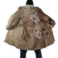 Kia Orana Cook Islands Tapa Floral With Cross Cloak Beige